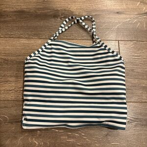 Albion Striped High-Neck Bikini Top - Blue and White